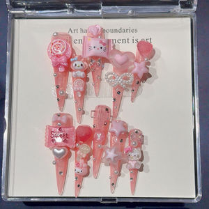 <span class=keywords><strong>Ongles</strong></span> pressés <span class=keywords><strong>extra</strong></span> longs en forme de stiletto carré, design personnalisé, <span class=keywords><strong>ongles</strong></span> en acrylique complets faits à la main, style dessin animé, fille épicée, <span class=keywords><strong>colle</strong></span> <span class=keywords><strong>pour</strong></span> <span class=keywords><strong>ongles</strong></span> - Product Image 4