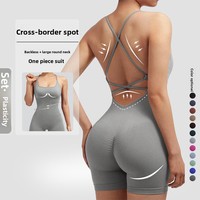 Body-short femme sexy sans couture, respirant, séchage rapide, effet galbe fessier, bretelles spaghetti, en Spandex/Nylon, pour le sport, sans gênes