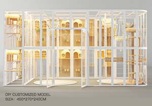 Oversized Factory Price Buy One Get One Free cat Villa Premium Custom <strong>Wooden</strong> Cat Breeding <strong>House</strong> Cage - Product Image 4