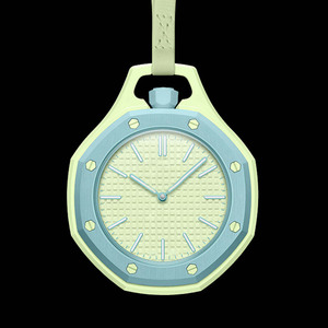Montre de poche octogonale tendance, montre pendentif colorée à la mode, montre à cordon en silicone, montre à suspendre créative et géométrique - Product Image 6