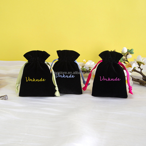 9*12cm Small Velvet Jewelry Pouch Drawstring Pocket Purse Luxury Black Soft Bag for Lipsticks Earrings Necklace Rings - Product Image 5