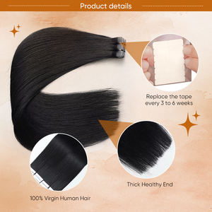 Cheveux vierges européens en gros, double trame, 100% cheveux humains Remy, extensions de cheveux à bandes adhésives régulières avec cuticules alignées - Product Image 4