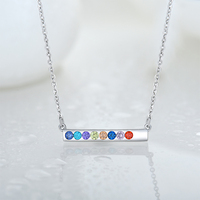 Collar YILUN Simplicity de Plata de Ley 925, Joyería Fina de Lujo Personalizada con Circonitas Multicolores y Baño de Rodio, Regalo de Boda