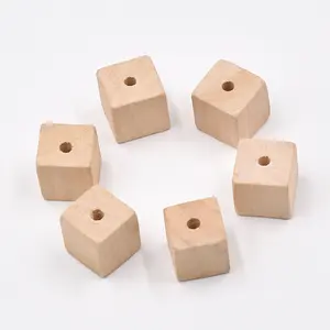 China suppliers 20mm Large unfinished faceted diy natural square wood bead