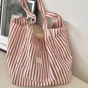 Bán buôn sọc vải <span class=keywords><strong>Tote</strong></span> Túi với dây kéo đóng cửa công suất lớn cho mua sắm du lịch phòng tập thể dục và làm việc sử dụng hàng ngày - Product Image 3