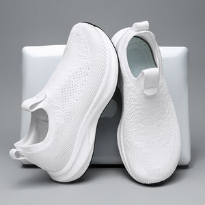 Chaussures à enfiler <span class=keywords><strong>pour</strong></span> hommes, respirantes, en maille extensible, à bout large, décontractées, confortables, avec logo personnalisé, style marche, chaussures larges - Product Image 4