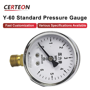 Manômetro Mecânico Y-60 com Montagem Radial para Ar Água Óleo Sistemas Hidráulicos Medidor de Pressão - Product Image 2