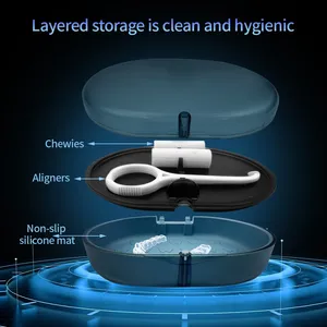 2-Layer Orthodontic Retainer Storage <b>Box</b> with Mirror Portable Cleaning&Soaking Case for Invisible Braces Travel Container - Product Image 4