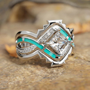 Geometric Enamel Stackable 3Pcs <b>Ring</b> Set, Cool Stylish Women Hand Jewelry - Product Image 5