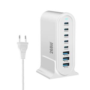 Adaptateur GaN 268W 8 ports 5c3a <span class=keywords><strong>Chargeur</strong></span> USB rapide Pd3.0 <span class=keywords><strong>Chargeur</strong></span> de bureau multifonction pour téléphones mobiles et ordinateurs portables - Product Image 2