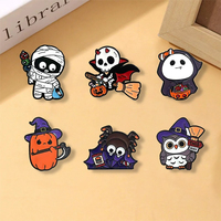 Broche en métal Halloween, motif fantôme drôle et tête de citrouille, style dessin animé mignon, cadeau d'Halloween