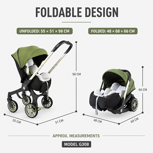 <span class=keywords><strong>Passeggino</strong></span> Multifunzionale 4-in-1 per Neonati, Seggiolino di Sicurezza Leggero e Pieghevole, Carrozzina <span class=keywords><strong>Reclinabile</strong></span> per Bambini - Product Image 4