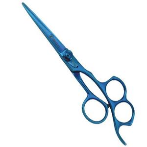 Tijeras de Peluquería Profesionales Obexa PB-793 con Recubrimiento de Titanio Azul, 3 Anillos, Acero Inoxidable Japonés, Hoja Recta, Punta Afilada - Product Image 1
