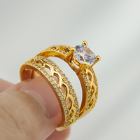 Ensemble de bagues de mariage au design classique pour couple, 5a zircone cubique, bague en or 24 carats, bijoux