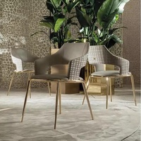 Chaise de salle à manger italienne Chaise de salle à manger design d'intérieur imprimé léopard villa restaurant design acier inoxydable Chaise de salle à manger d'hôtel or noir