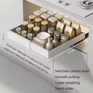 Organizador de armario extraíble con película adhesiva, estantes de <span class=keywords><strong>despensa</strong></span> deslizantes resistentes, estante de <span class=keywords><strong>despensa</strong></span> de cajón deslizante - Product Image 2