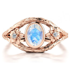 แหวนเงินแท้ 925 ลายกิ่งไม้ ประดับด้วยมูนสโตนธรรมชาติ ลายเปลือกไม้ แหวนหมั้น เครื่องประดับ - Product Image 5