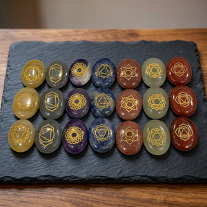 7 chakra zibu <b>set</b> Chakra Healing <b>Crystal</b> Stones <b>Set</b> Oval Gemstone Reiki Energy Balancing Handmade Polished Stones - Product Image 1