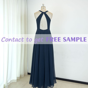 Robes de demoiselle d'honneur TEENYEE modernes et tendance en mousseline de soie avec fente latérale devant, col en V, bleu marine foncé, <span class=keywords><strong>robe</strong></span> de soirée élégante - Product Image 4