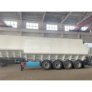 Remorque de transport d'aliments en vrac pour volailles, 60 m³, 4 essieux, décharge électrique, prix usine - Product Image 1