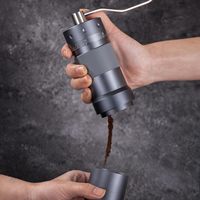 Moulin à café manuel avec fraise en acier inoxydable 7 étoiles, avec godet magnétique pour presse française, moka, expresso, gris, 25g