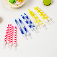 Bougies d'anniversaire en spirale rayées arc-en-ciel, combustion propre sans fumée, lot de 12 bougies d'anniversaire pour fête d'enfants, directement de l'usine