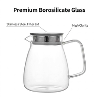 Théière moderne en verre borosilicate haute résistance de 800 ml, écologique, avec filtre en acier inoxydable et couvercle, bouilloire électrique pour le bureau