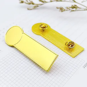 Hot Sale Metal Rectangle Blank Badge Custom Name Brooch Stamping Different Shape Gold Silver Lapel Pins