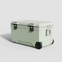 Glacière isotherme moderne de 120 L à grande capacité, de qualité alimentaire, avec roues et poignée, en plastique rigide portable pour une rétention de la glace