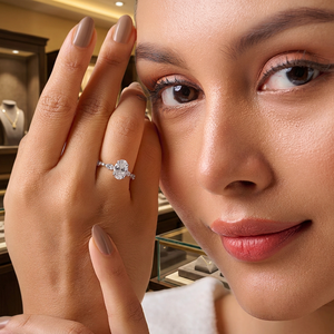 <b>Oval</b> Cut <b>Moissanite</b> <b>Engagement</b> <b>Ring</b> 925 Sterling Silver Prong Setting Trendy Style IGI Certified Women's Fine Jewelry - Product Image 3