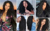 Extensiones de Cabello Rizado para Crochet, Cabello Natural Negro con Ondas Profundas para Mujer, Extensiones de Cabello con Ondas de Agua
