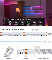 Bande LED FCOB RGBW IC COB BTF-LIGHTING 24V WS2814 784 LED/m 5m Adressable Blanc chaud naturel froid IP30 IP66