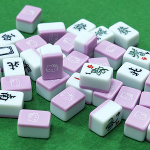 Ensemble de Mahjong miniature en mélamine personnalisé, ensemble de Mahjong de voyage en plein air, ensemble de Mahjong miniature avec chat de dessin animé, ensemble de Mahjong rose mignon - Product Image 2