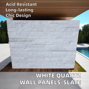 Trắng chia thạch anh đá Veneer hiện đại bên ngoài bức tường tấm ốp tấm cho khách sạn & biệt thự - Product Image 4