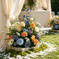 Chemin de table en fleurs artificielles en soie blanche personnalisé en usine pour allée de mariage, décoration de table de mariage, table des mariés