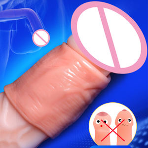 Neues Design Atmungsaktive Penis hülle 5-teiliges Kit Wieder verwendbarer Silikon-Penis ring Tag und Nacht Verwenden Sie Kondome Vorhaut korrektur ring Sexspielzeug - Product Image 2