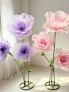 <span class=keywords><strong>Fiori</strong></span> Artificiali di Papavero e Peonia per Grandi Composizioni Floreali, Decorazioni per Interni, Essenziali per Matrimoni e Feste, Opzioni per Oggetti di Scena Fotografici in Organza - Product Image 2