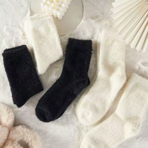 Women Fluffy Thickened Warm Socks Autumn Winter Furry Soft Cotton <b>Blend</b> Thermo Sock for Women - Product Image 1