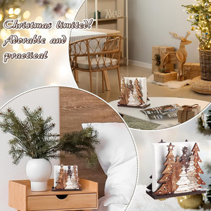 Wooden Christmas Tree <b>Tissue</b> <b>Holder</b> Desktop 3D Design Solid Wood Napkin Stand Decorative For Home <b>Kitchen</b> Bathroom - Product Image 4