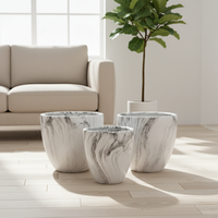 QUNHAO G002 Pot Bunga Keramik Marmer Modern Buatan Tangan, Pot Dekoratif untuk Taman & Bonsai, Ukiran Tangan, Dikemas dalam Karton untuk Penggunaan di Rumah