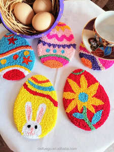 Ventes directes d'usine personnalisable vacances de Pâques fournitures oeuf cadeau ensemble à la main poinçon aiguille sous-verres artisanat tasse tapis - Product Image 5