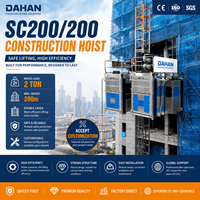 Monte-charge de chantier robuste à double cabine SC200/200 de 2 tonnes avec moteur, élévateur de 2000 kg pour bâtiments de grande hauteur