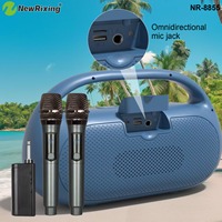 Enceinte portable 2 micros NR8855 50W BT omnidirectionnelle avec prise jack, poignée, karaoké, boombox, enceintes sans fil, boîte à son, pour extérieur
