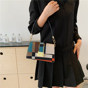 Bolsos <span class=keywords><strong>de</strong></span> Mano <span class=keywords><strong>para</strong></span> <span class=keywords><strong>Mujer</strong></span> 2024, Bolsos Bandolera <span class=keywords><strong>de</strong></span> Piel Sintética y Lona con Costuras <span class=keywords><strong>de</strong></span> Colores, Bolsos Cruzados con Solapa y Cierre <span class=keywords><strong>para</strong></span> Dama - Product Image 4