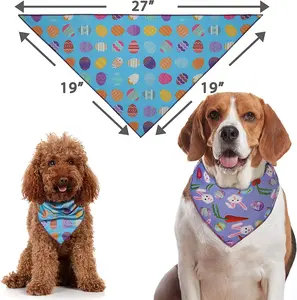 Soft Large Adjustable Low Moq Custom printed Fashion pattern dog bandana Pet scarf