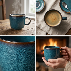 Taza de café de cerámica con esmalte reactivo al por mayor, con efecto de horno variado, <span class=keywords><strong>para</strong></span> desayuno, con logotipo personalizado - Product Image 2