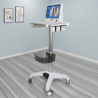 Chariot portable pour sonde d'échographie en alliage d'aluminium avec design moderne, hauteur manuelle 870-1020 mm pour hôpital, salle à manger, école