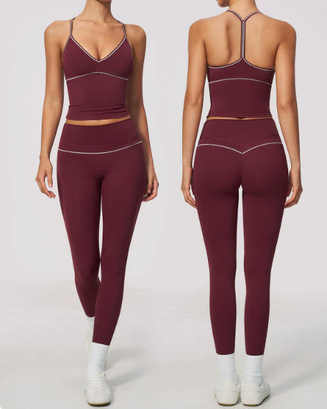 Color-Block Activewear Set (9615): back view showing construction, seams and support