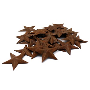 CVHOMEDECO. Décor rustique primitif. Rusty Mini Metal Barn Star Accents décoratifs pour la maison, 1-1/2 pouces, lot de 24 - Product Image 1