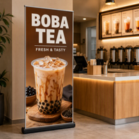 Bannière déroulante pour restaurant, support de bannière publicitaire, panneau d'affichage pour les menus, les promotions et les offres spéciales, installation portable
